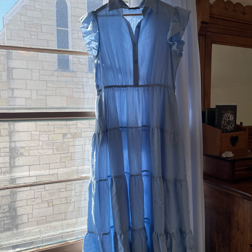 Amazon Light Blue Maxi Dress with Ruffles
